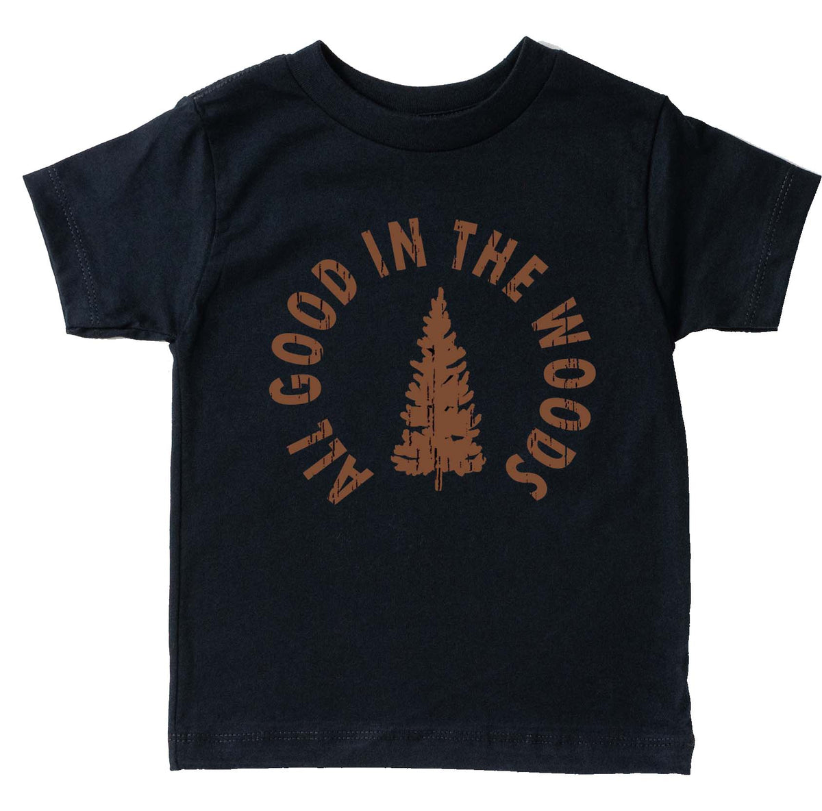 Rustic fall kids t-shirt with tree graphic black tee
