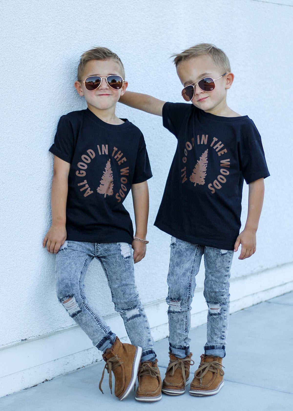 All Good in the Woods kids graphic tee rustic fall toddler youth shirt